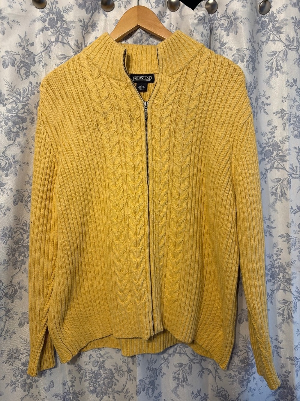 Butter, yellow cable knit lands end sweater